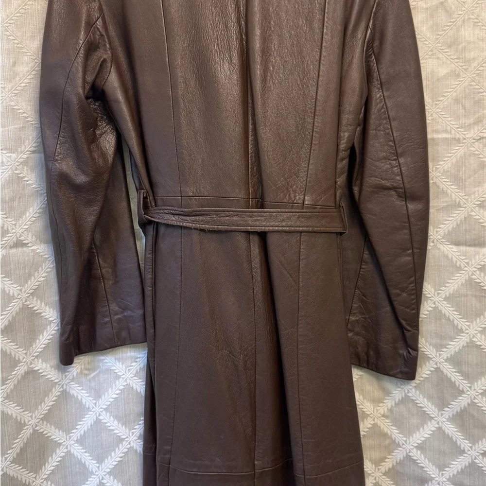 Brown Leather Coat with Fur Collar - Picture 4 of 10